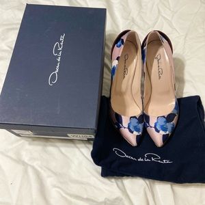 Oscar De La Renta floral heels, size 7